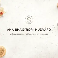 Hudvårdsprodukter med aha syror, som exfolierar och förnyar huden. Enkla ingredienser för en friskare hy.